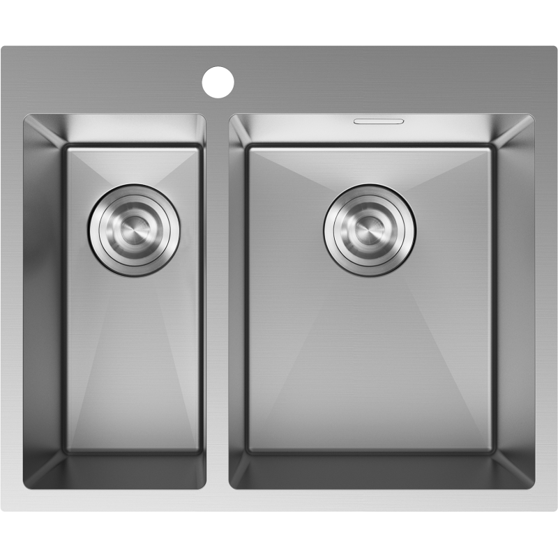 Mexen Flexo stainless steel sink 1.5-bowl 610 x 510 mm, inox - 6446611500-01