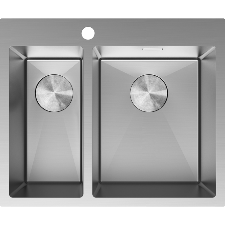 Mexen Flexo stainless steel sink 1.5-bowl 610 x 510 mm, inox - 6446611500-01