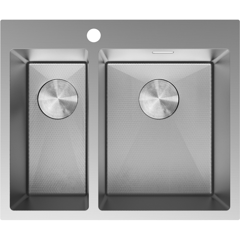 Mexen Flexo Edelstahlspüle 1,5-Becken 610 x 510 mm, Inox HC - 6446611500-01HC