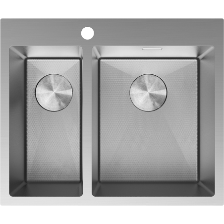 Mexen Flexo roestvrijstalen spoelbak 1,5-kamer 610 x 510 mm, inox HC - 6446611500-01HC