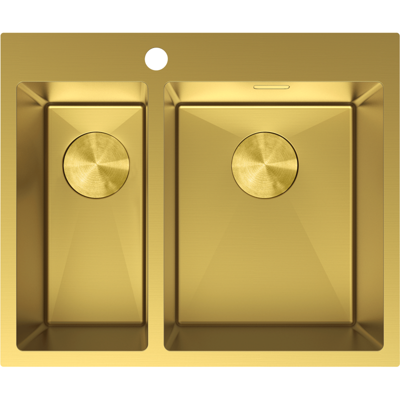 Mexen Flexo évier en acier inoxydable 1,5 cuves 610 x 510 mm, doré - 6446611500-55