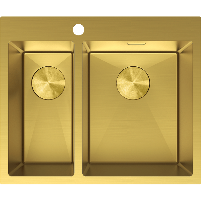 Mexen Flexo fregadero de acero inoxidable de 1,5 senos 610 x 510 mm, dorado - 6446611500-55
