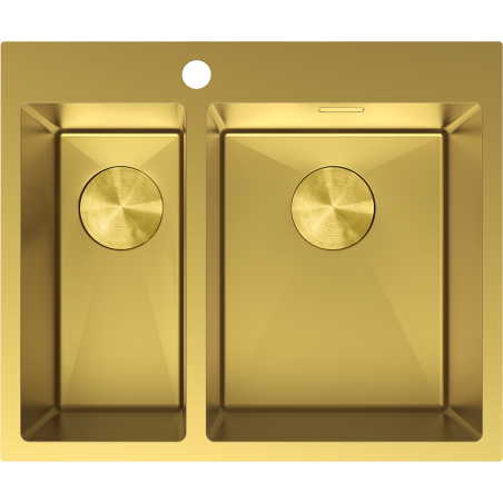 Mexen Flexo évier en acier inoxydable 1,5 cuves 610 x 510 mm, doré - 6446611500-55
