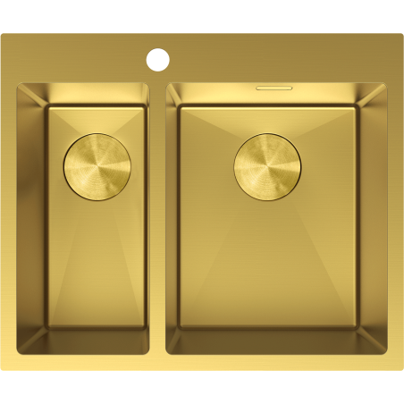 Mexen Flexo Spülbecken aus Stahl 1,5-Kammer 610 x 510 mm, gold - 6446611500-55