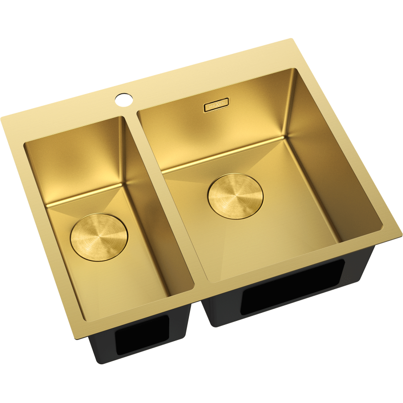 Mexen Flexo lavello in acciaio 1,5 vasche 610 x 510 mm, oro - 6446611500-55