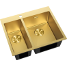 Mexen Flexo fregadero de acero inoxidable de 1,5 cuencas 610 x 510 mm, dorado HC - 6446611500-55HC