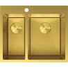 Mexen Flexo fregadero de acero inoxidable de 1,5 cuencas 610 x 510 mm, dorado HC - 6446611500-55HC