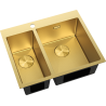Mexen Flexo fregadero de acero inoxidable de 1,5 cuencas 610 x 510 mm, dorado HC - 6446611500-55HC