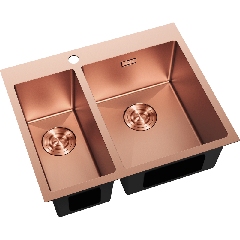 Mexen Flexo fregadero de acero inoxidable de 1,5 senos 610 x 510 mm, cobre - 6446611500-65