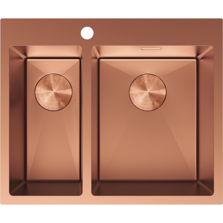 Mexen Flexo 1,5-prekatna pomivalna korita iz nerjavečega jekla 610 x 510 mm, baker - 6446611500-65