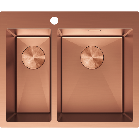 Mexen Flexo fregadero de acero inoxidable de 1,5 senos 610 x 510 mm, cobre - 6446611500-65