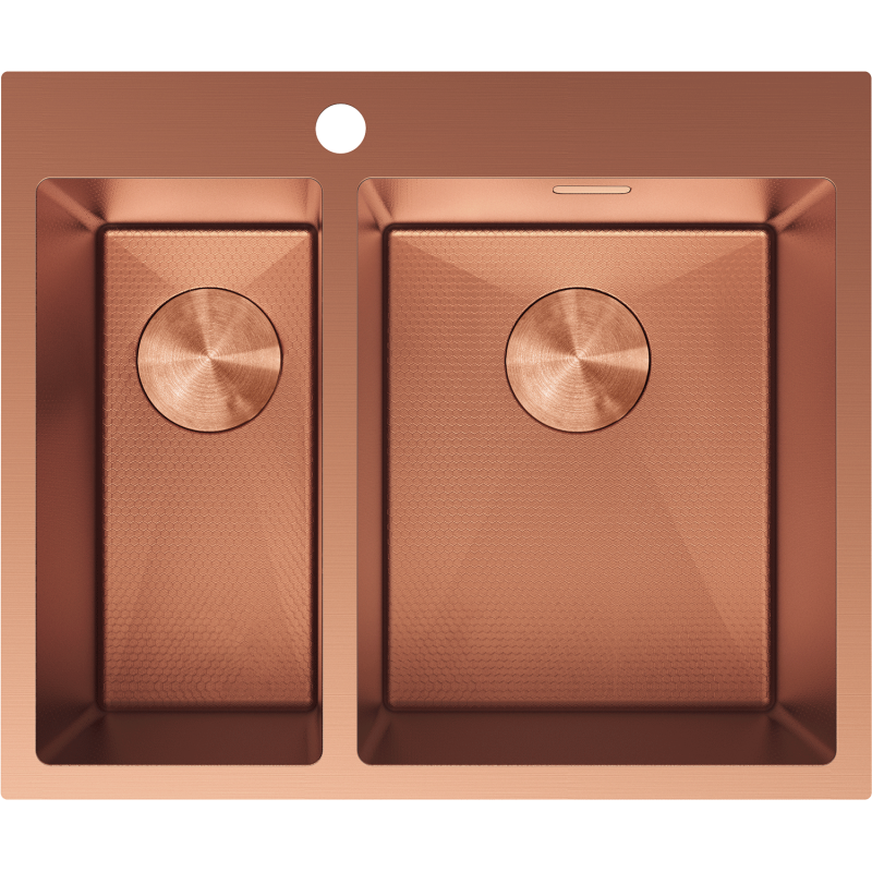 Mexen Flexo stainless steel sink 1.5-bowl 610 x 510 mm, copper HC - 6446611500-65HC