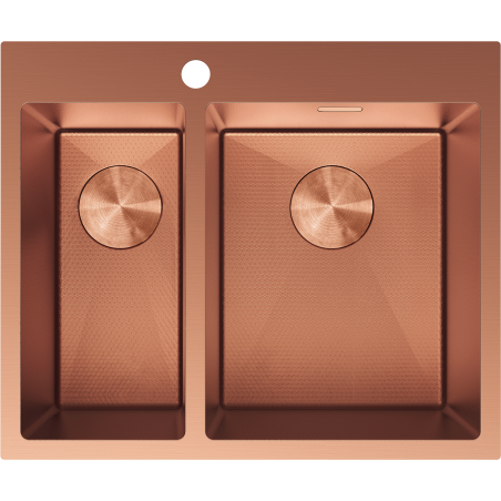 Mexen Flexo fregadero de acero inoxidable de 1,5 senos 610 x 510 mm, cobre HC - 6446611500-65HC