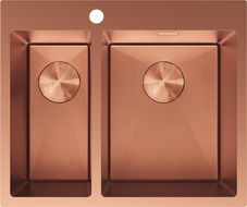 Mexen Flexo lavello in acciaio 1,5 vasche 610 x 510 mm, rame HC - 6446611500-65HC