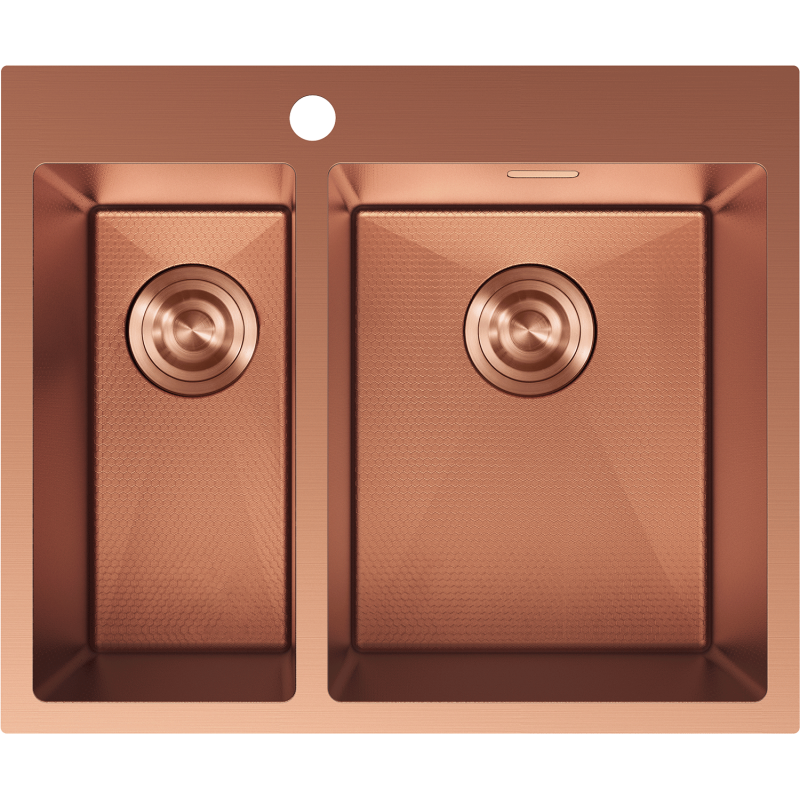 Mexen Flexo fregadero de acero inoxidable de 1,5 senos 610 x 510 mm, cobre HC - 6446611500-65HC