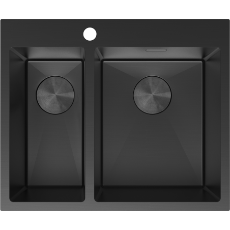 Mexen Flexo steel sink 1.5-bowl 610 x 510 mm, black - 6446611500-70