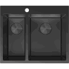 Mexen Flexo fregadero de acero inoxidable de 1,5 cubetas 610 x 510 mm, negro - 6446611500-70