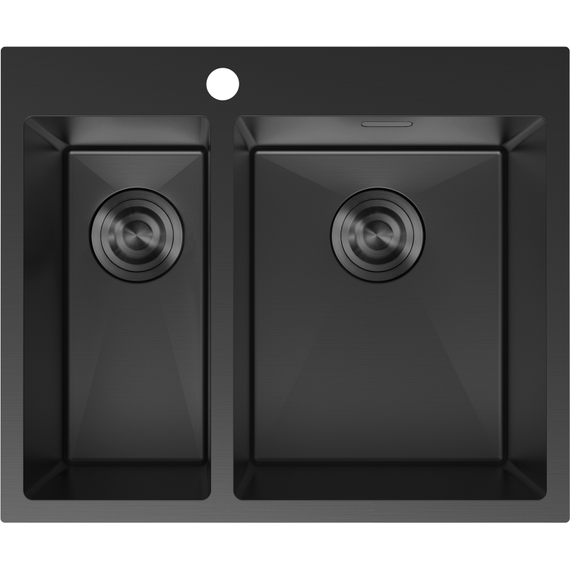 Mexen Flexo lavello in acciaio inox 1,5 vasche 610 x 510 mm, nero - 6446611500-70