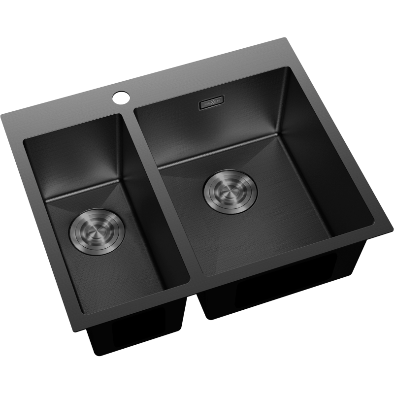 Mexen Flexo lava-loiça de aço inoxidável 1,5-cuba 610 x 510 mm, preto HC - 6446611500-70HC