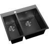 Mexen Flexo fregadero de acero inoxidable de 1,5 cuencas 610 x 510 mm, negro HC - 6446611500-70HC