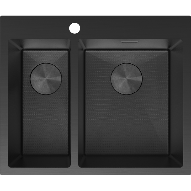 Mexen Flexo 1.5-bowl stainless steel sink 610 x 510 mm, black HC - 6446611500-70HC