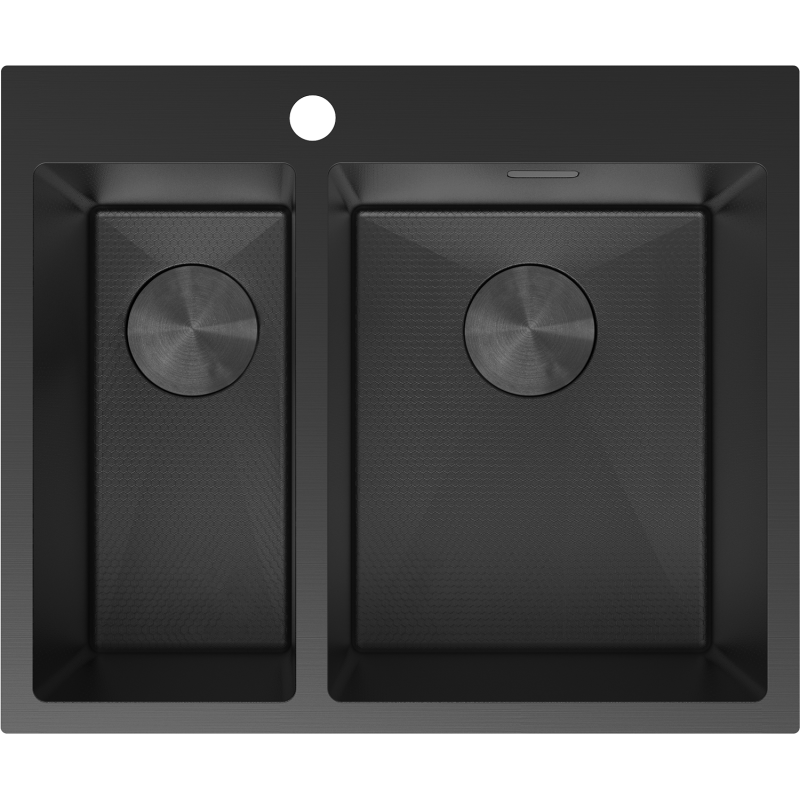 Mexen Flexo évier en acier inoxydable 1,5 cuves 610 x 510 mm, noir HC - 6446611500-70HC