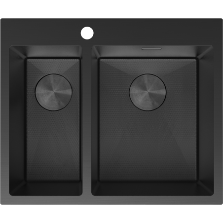Mexen Flexo lavello in acciaio 1,5 vasche 610 x 510 mm, nero HC - 6446611500-70HC