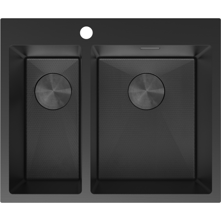 Mexen Flexo stalen spoelbak 1,5-komers 610 x 510 mm, zwart HC - 6446611500-70HC