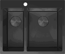 Mexen Flexo 1.5-bowl stainless steel sink 610 x 510 mm, black HC - 6446611500-70HC