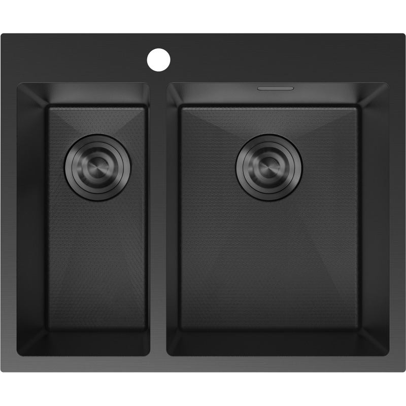 Mexen Flexo fregadero de acero inoxidable de 1,5 cuencas 610 x 510 mm, negro HC - 6446611500-70HC