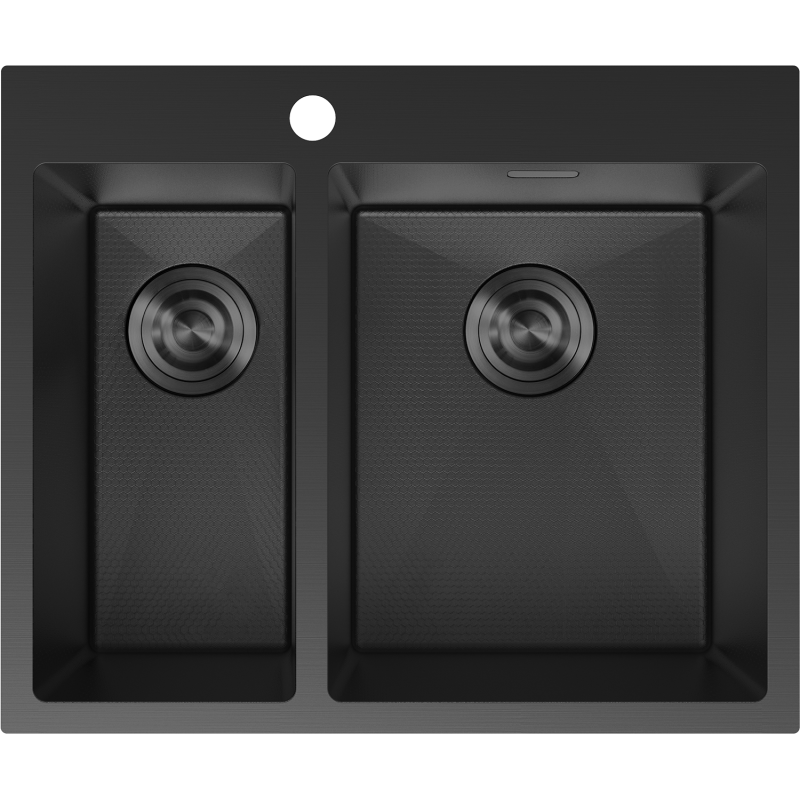 Mexen Flexo lava-loiça de aço inoxidável 1,5-cuba 610 x 510 mm, preto HC - 6446611500-70HC