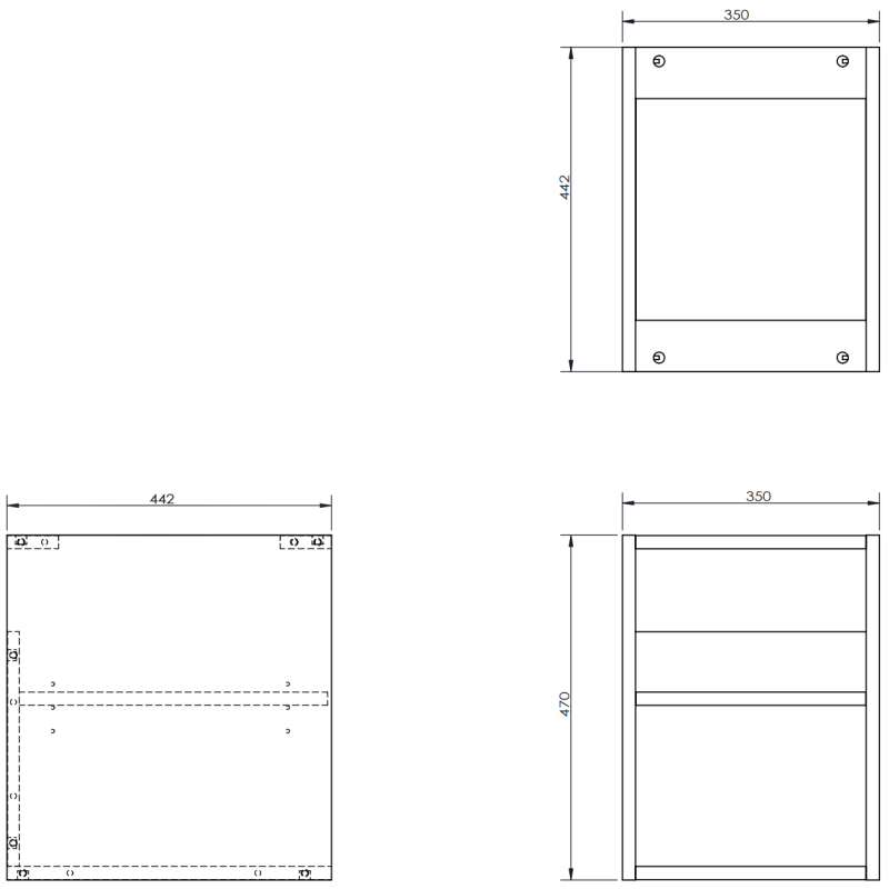 Mexen Box-A armário aberto com prateleira 35 cm, preto brilho - 91AX2-0350-470-0-70