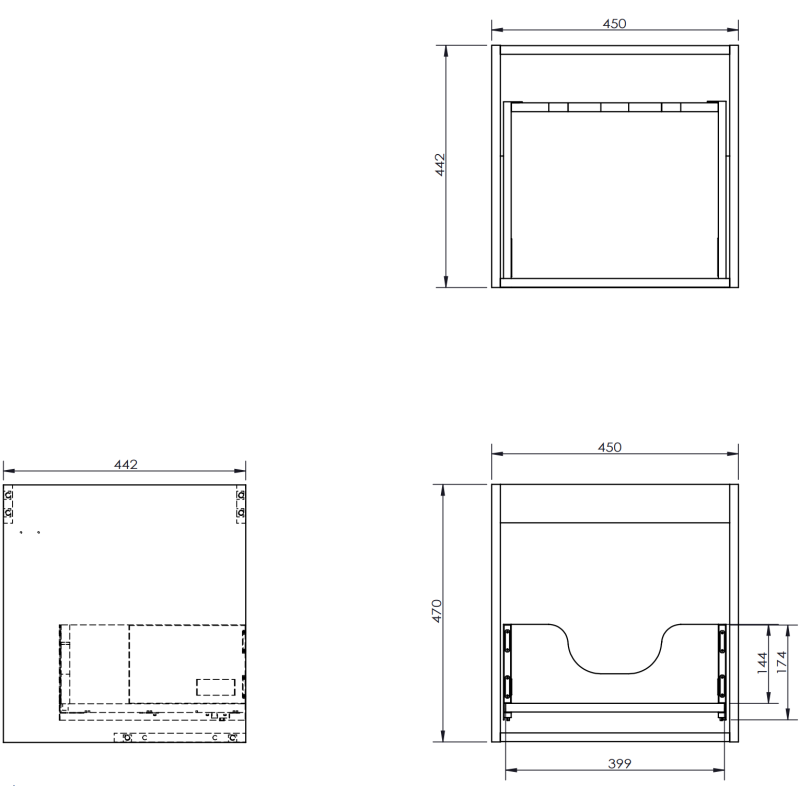 Mexen Orio badkamerkast onder wastafel 45 cm, 1 lade, zwart mat - 91A10-04547-1-BF71
