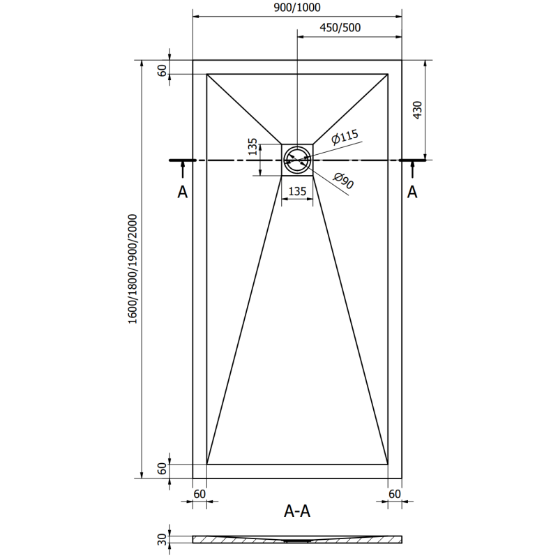 Mexen Stone+ brodzik kompozytowy prostokątny 180 x 90 cm, czarny - 44709018