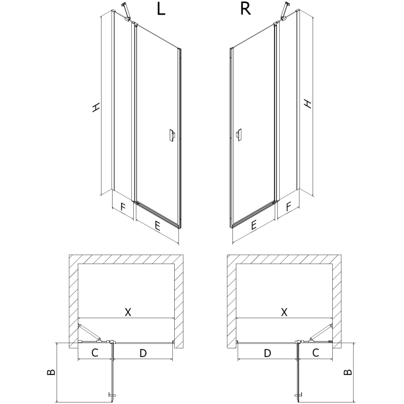 Mexen Mist porta doccia a battente 100 cm, trasparente, rame spazzolato - 8A4-100-000-65-00