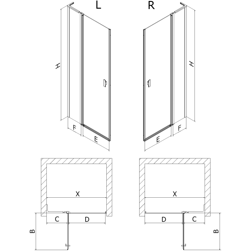Mexen Mist L 95 cm opklappbar Duschdier, transparent, gebierste Kopper - 8A4L-095-000-65-00
