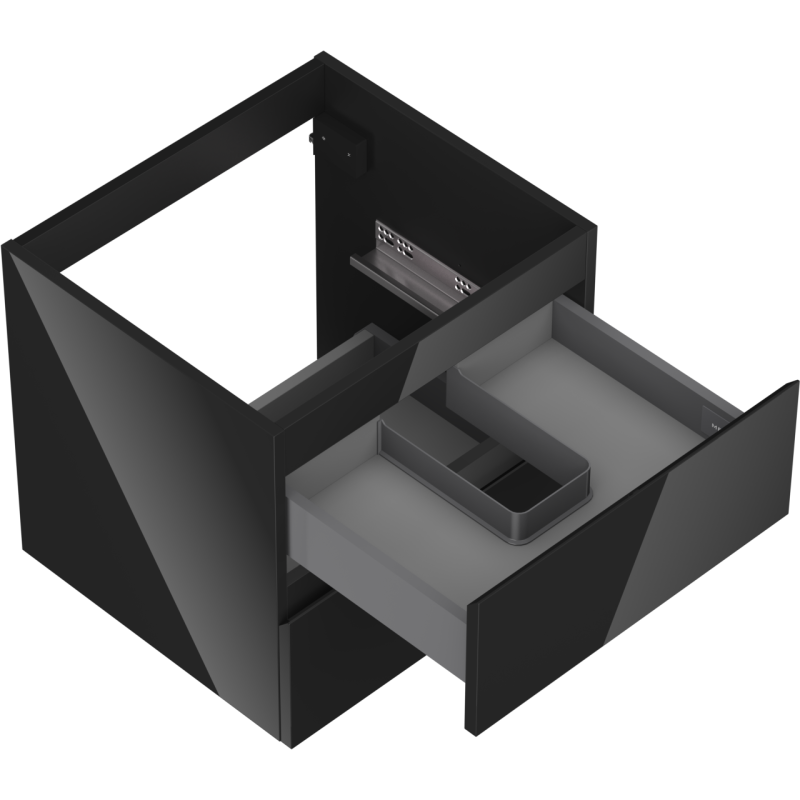 Mexen Orio badrumsskåp under tvättstället 50 cm, 2 lådor, svart glans - 91A10-05047-2-BFF70