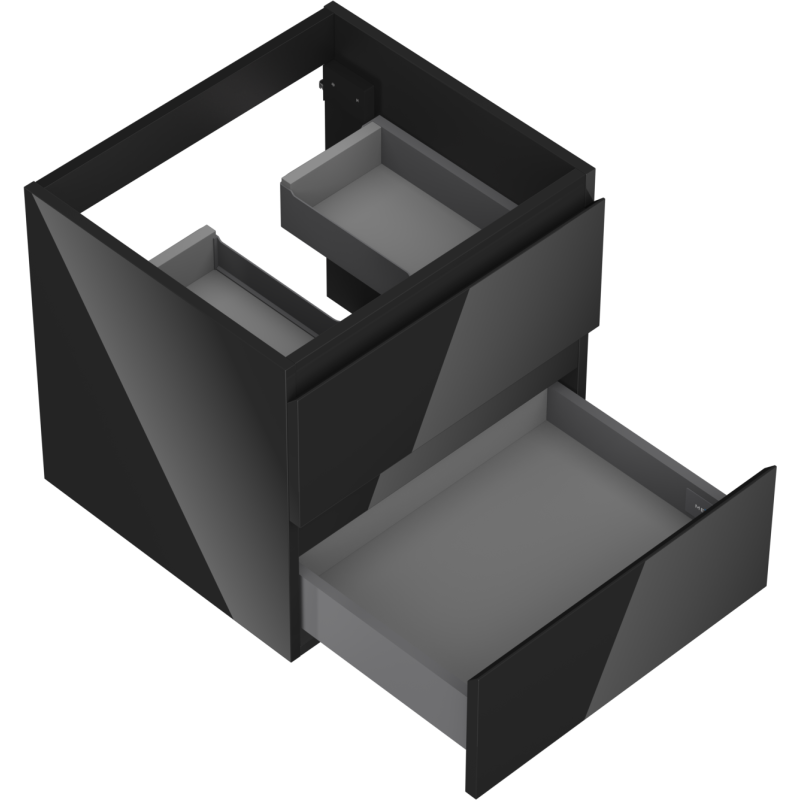 Mexen Orio Badezimmer-Unterschrank 50 cm, 2 Schubladen, schwarz glänzend - 91A10-05047-2-BFF70