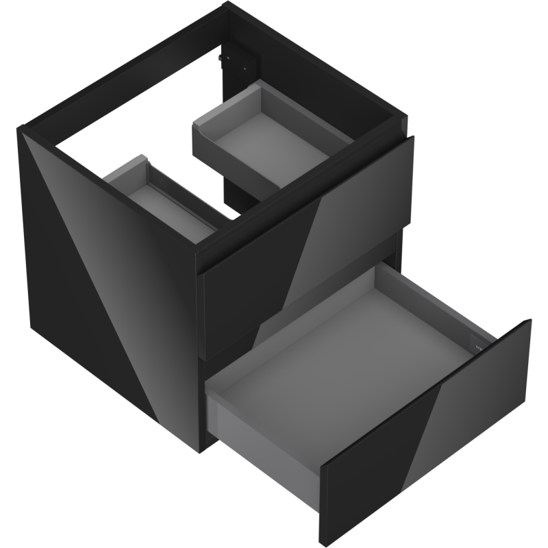 Mexen Orio meuble de salle de bain sous vasque 50 cm, 2 tiroirs, noir brillant - 91A10-05047-2-BFF70