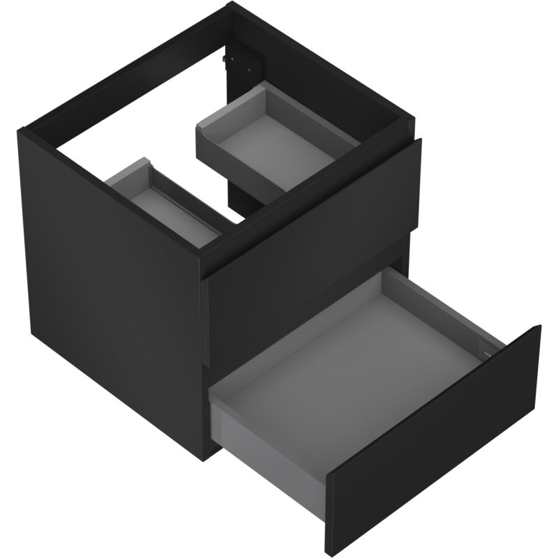 Mexen Orio Kylpyhuonekaappi pesualtaan alle 50 cm, 2 laatikkoa, musta matta - 91A10-05047-2-BFF71