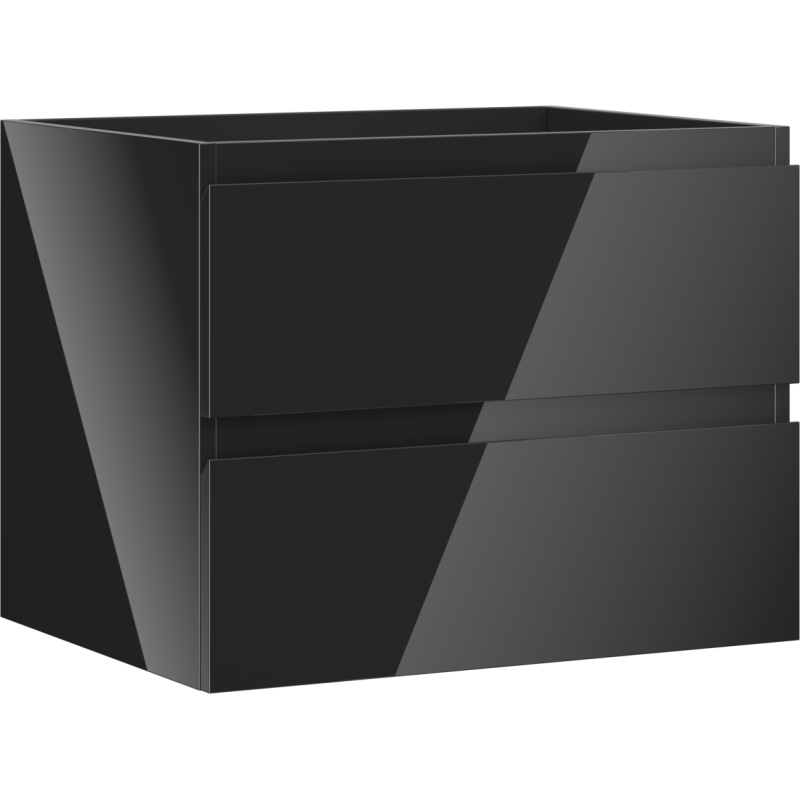Mexen Orio Badezimmerschrank für Waschbecken 60 cm, 2 Schubladen, Schwarz Glanz - 91A10-06047-2-BFF70
