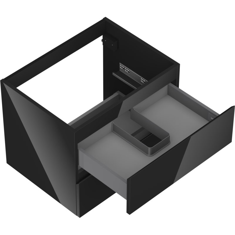 Mexen Orio bathroom cabinet under-sink 60 cm, 2 drawers, black gloss - 91A10-06047-2-BFF70