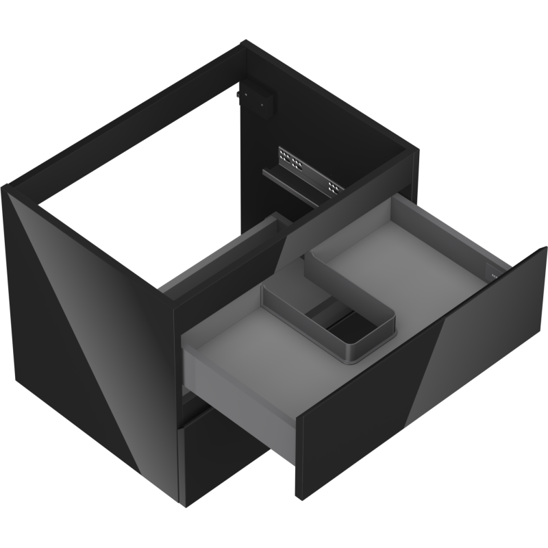 Mexen Orio mueble de baño bajo lavabo 60 cm, 2 cajones, negro brillo - 91A10-06047-2-BFF70