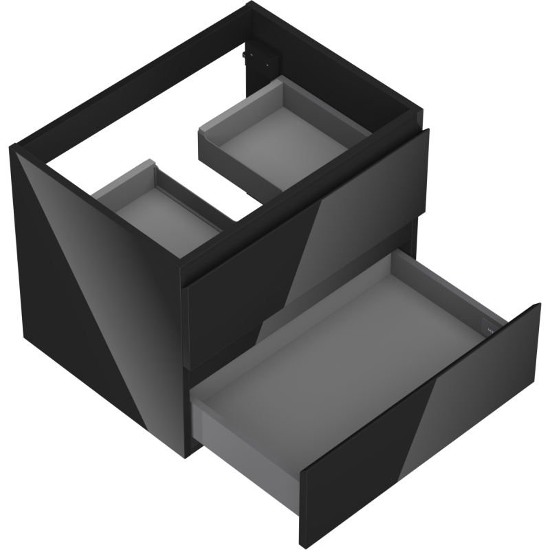 Mexen Orio bathroom cabinet under-sink 60 cm, 2 drawers, black gloss - 91A10-06047-2-BFF70