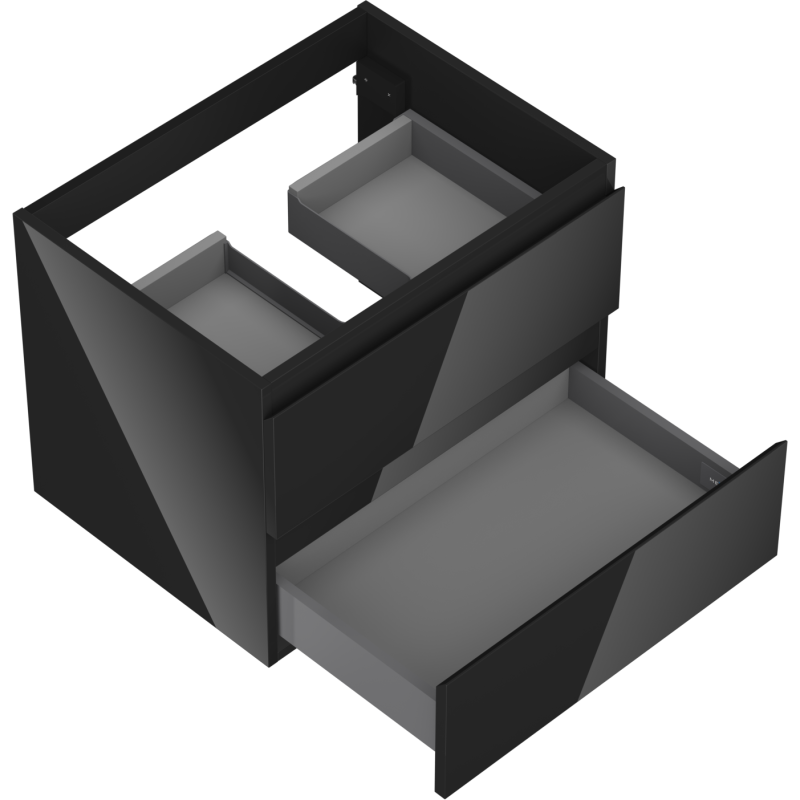 Mexen Orio mueble de baño bajo lavabo 60 cm, 2 cajones, negro brillo - 91A10-06047-2-BFF70