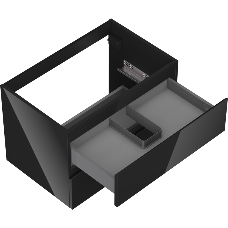 Mexen Orio mueble de baño suspendido 70 cm, 2 cajones, negro brillo - 91A10-07047-2-BFF70
