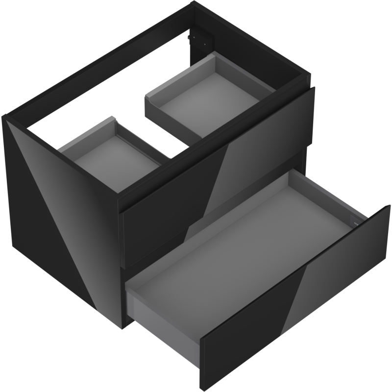 Mexen Orio armário de casa de banho para lavatório 70 cm, 2 gavetas, preto brilhante - 91A10-07047-2-BFF70