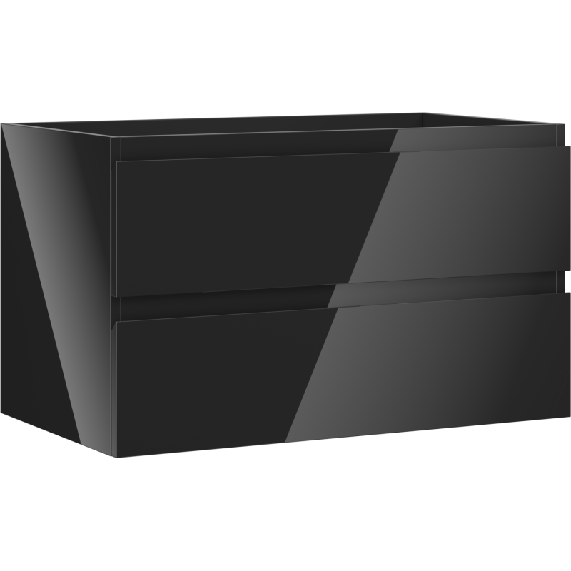 Mexen Orio Badezimmerspiegelunterschrank 80 cm, 2 Schubladen, schwarz glänzend - 91A10-08047-2-BFF70