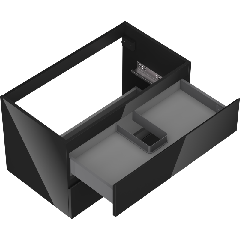 Mexen Orio Badezimmerschrank unter dem Waschbecken 80 cm, 2 Schubladen, schwarzer Glanz - 91A10-08047-2-BFF70