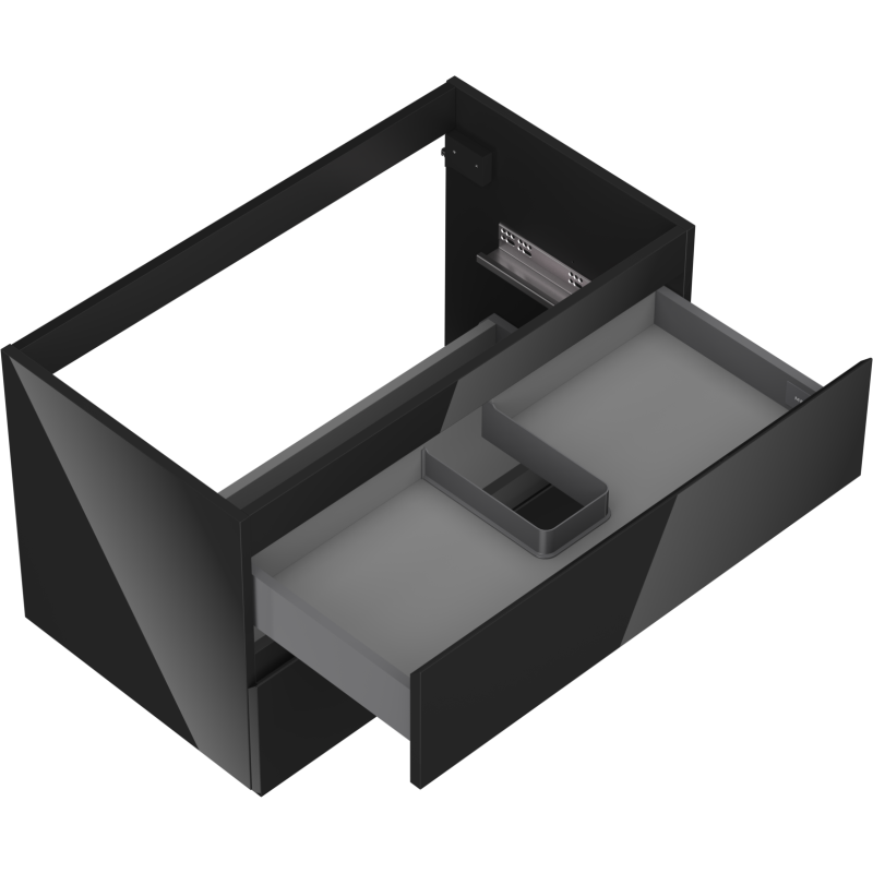 Mexen Orio bathroom cabinet under-sink 80 cm, 2 drawers, black gloss - 91A10-08047-2-BFF70